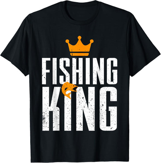 Fishing King Funny Fisherman Aquatic Enthusiast Men T-Shirt - T-Shirt | Black