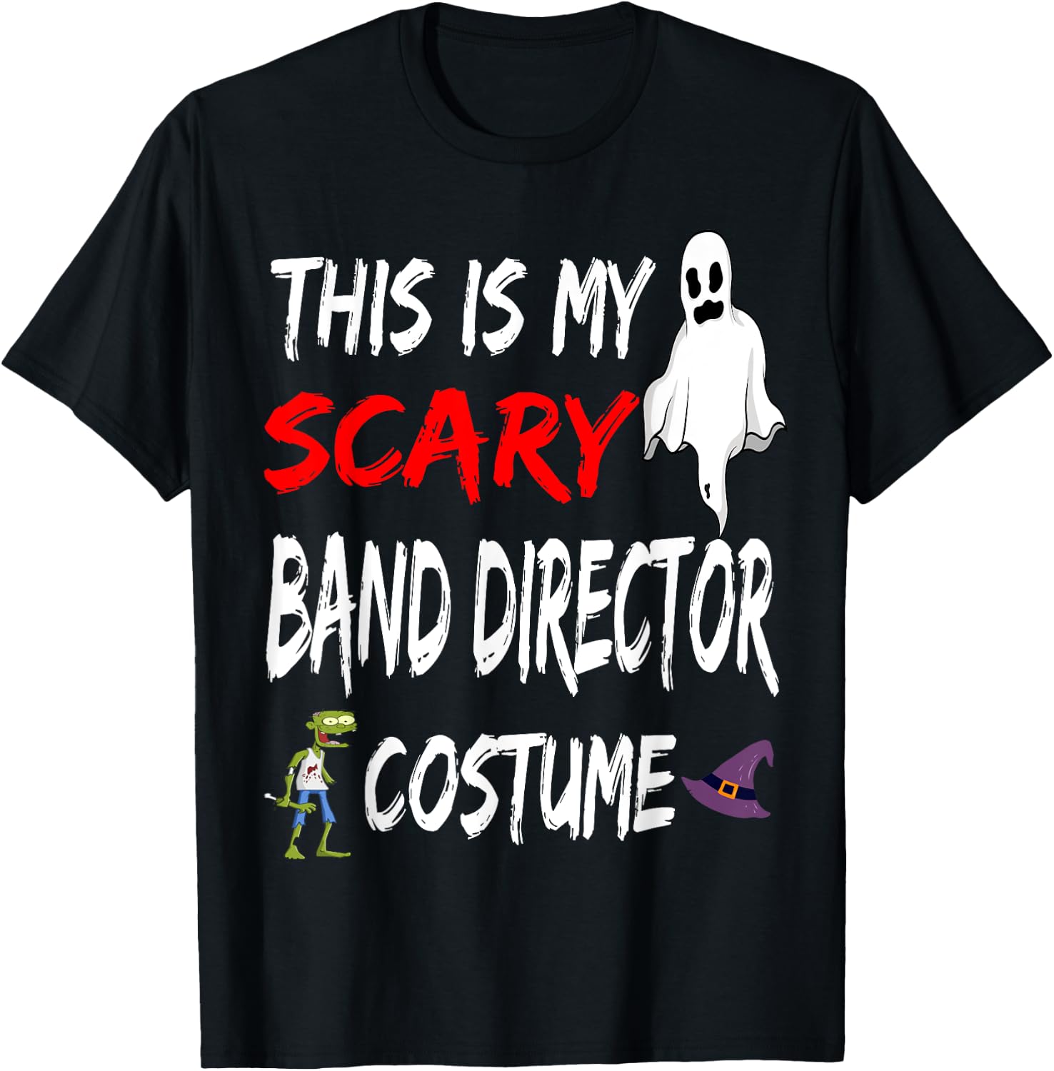 Halloween This Is My Scary Band Director Costume Witch Ghost T-Shirt - T-Shirt | Black