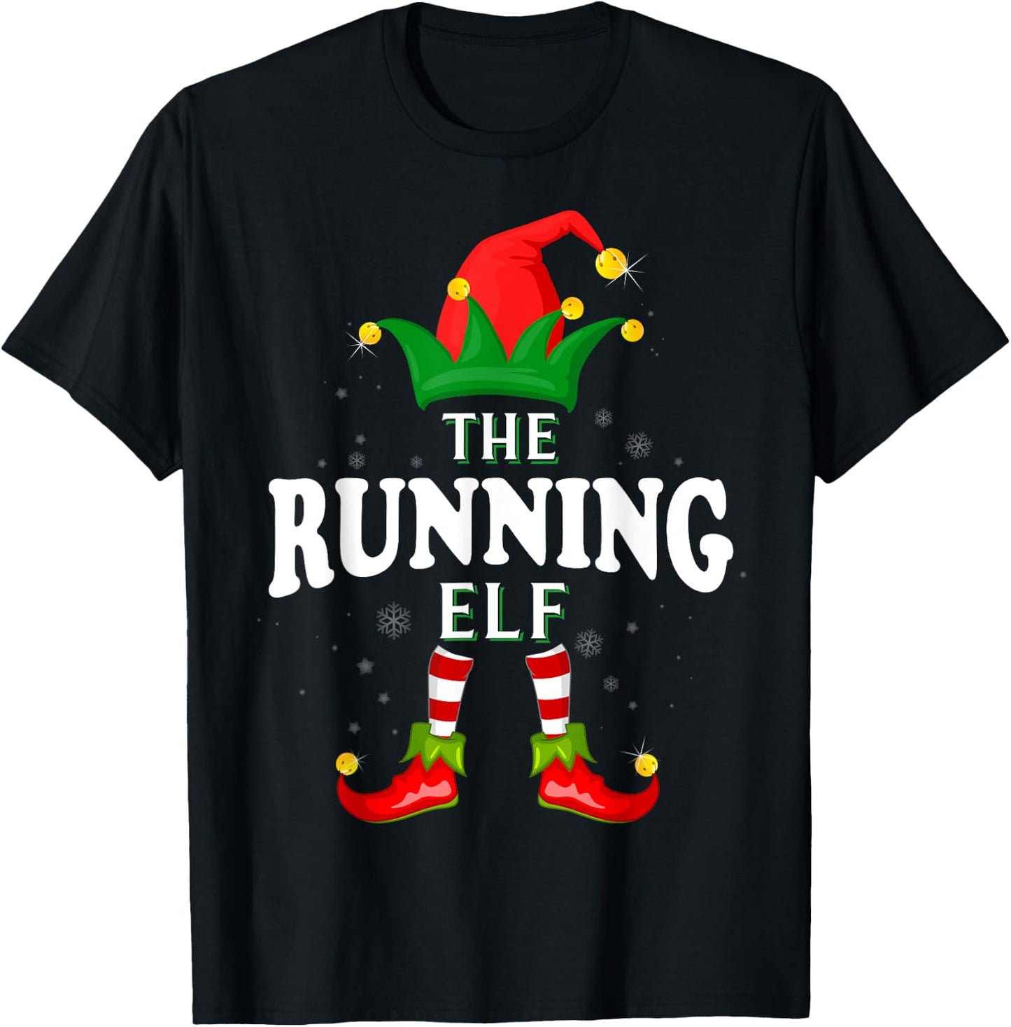 Xmas Running Elf Family Matching Christmas Pajama T-Shirt - T-Shirt | Black