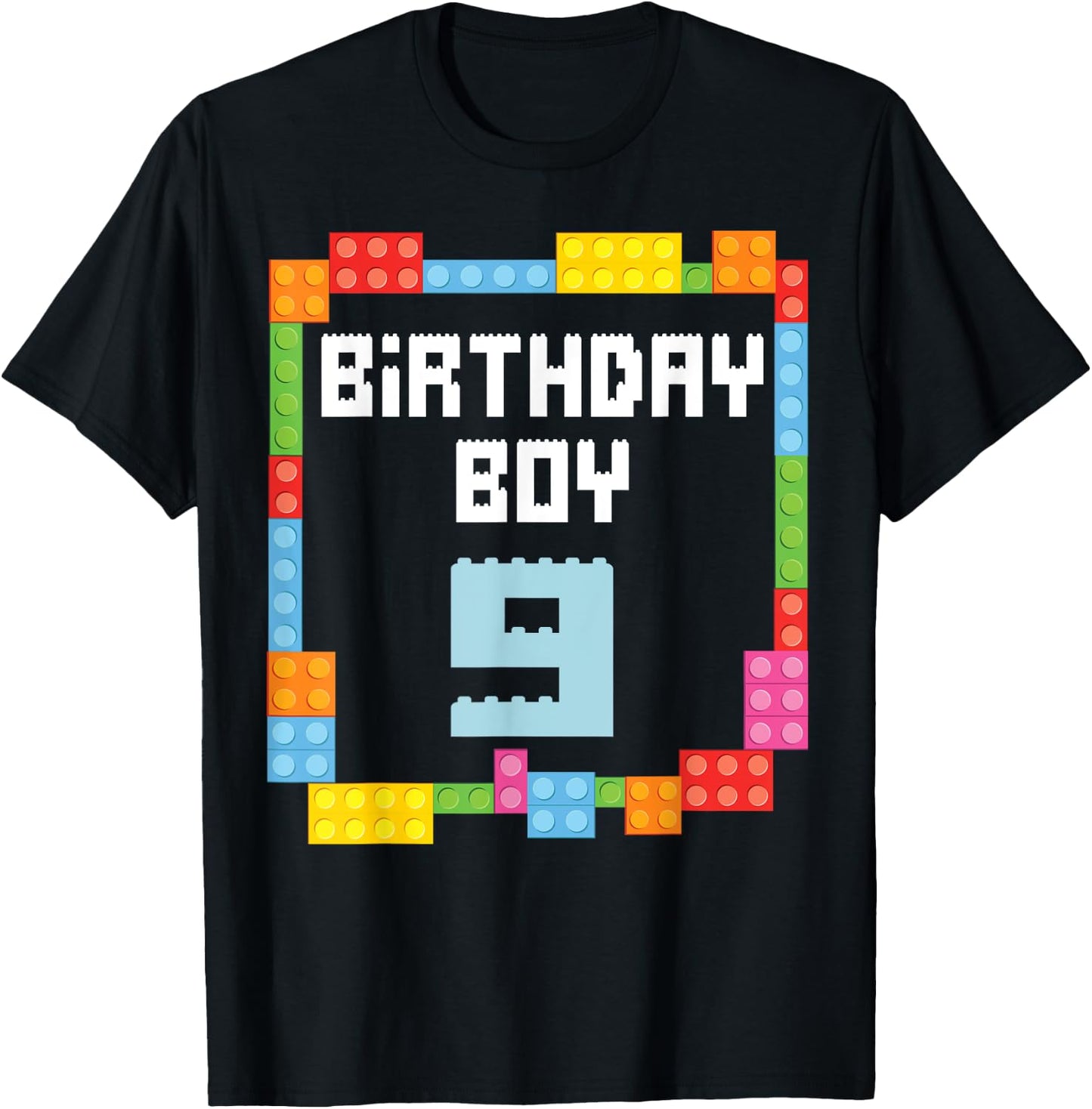 9th birthday Boy master builder 9 years old block building T-Shirt - T-Shirt | Black