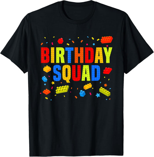 Brick Builder Funny Blocks Master Builder Birthday Squad T-Shirt - T-Shirt | Black