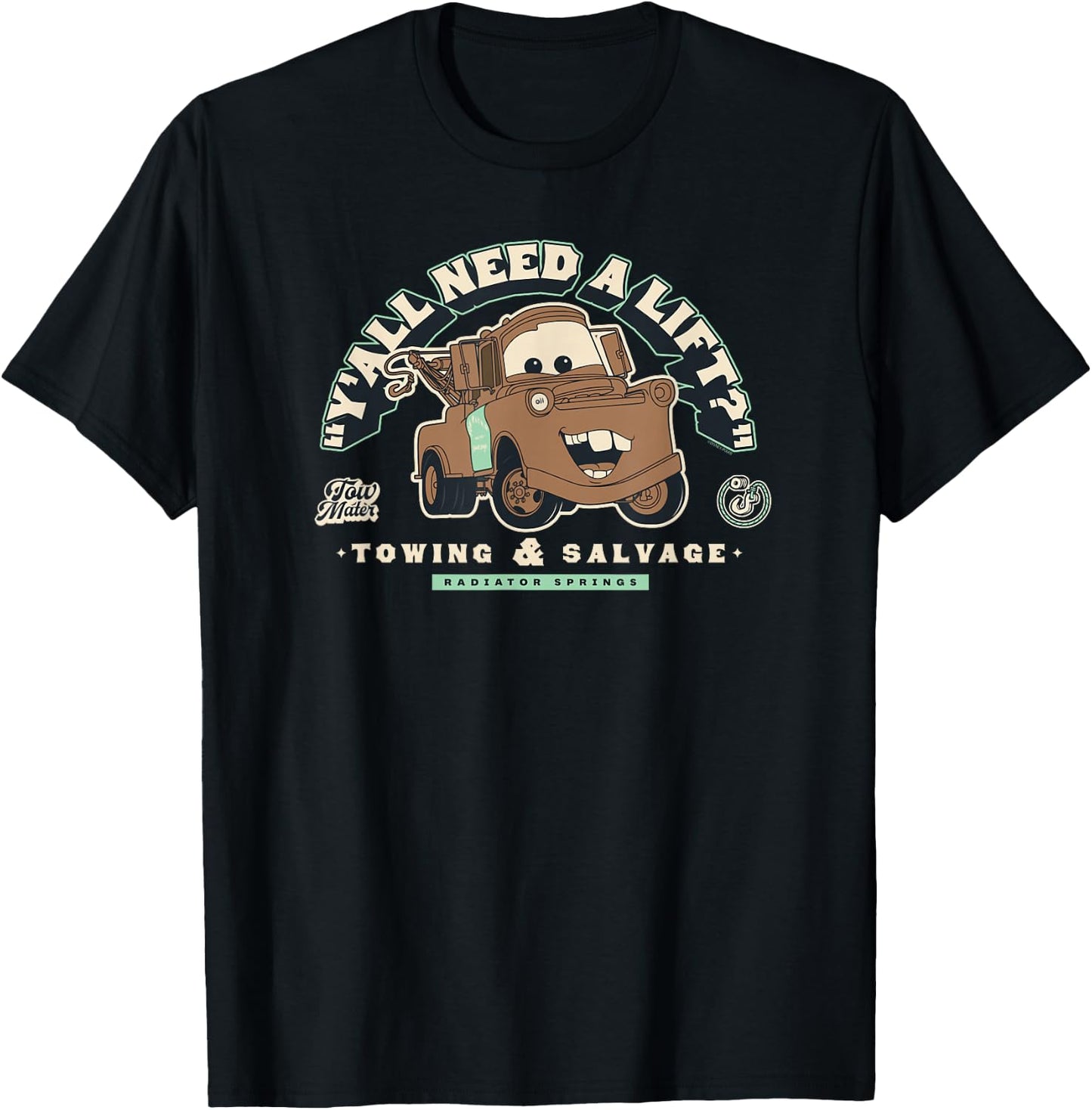 Disney and Pixar’s Cars Tow Mater Towing Y’all Need a Lift? T-Shirt - T-Shirt | Black