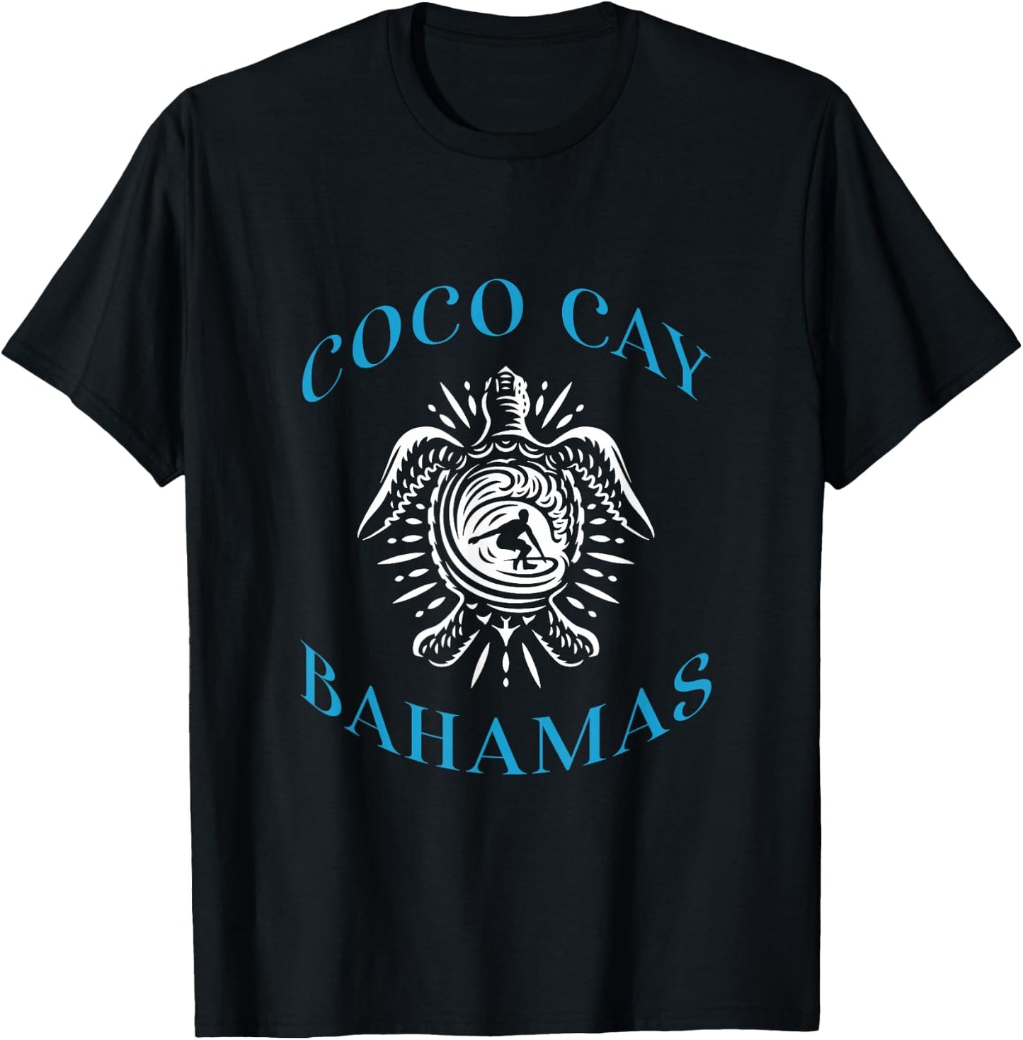 Coco Cay Bahamas Sea Turtle Surfing Vacation Souvenir T-Shirt - T-Shirt | Black