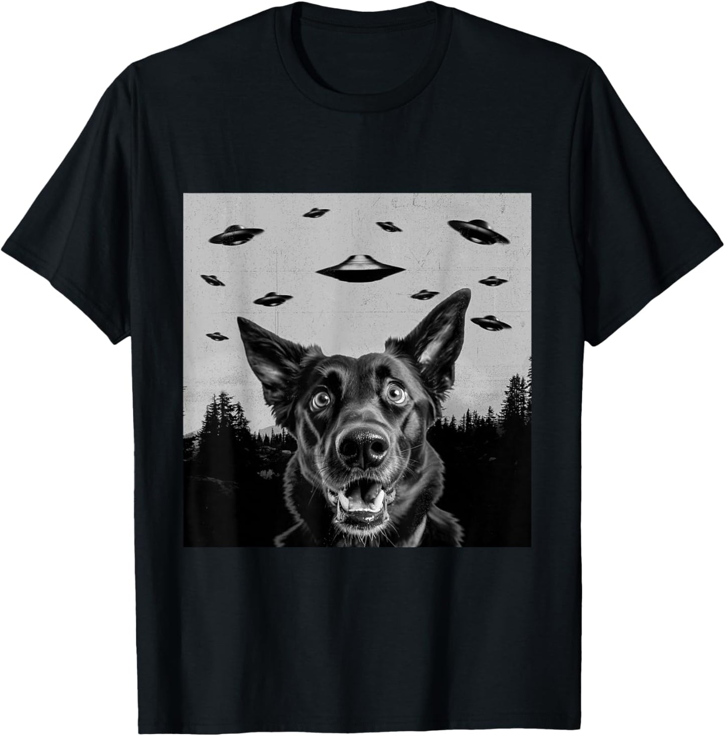 Alien UFO Funny Dutch Shepherd Dog Lover Men Women Kids T-Shirt - T-Shirt | Black