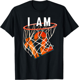 I Am 12 Basketball Themed 12th Birthday Party Celebration T-Shirt - T-Shirt | Black