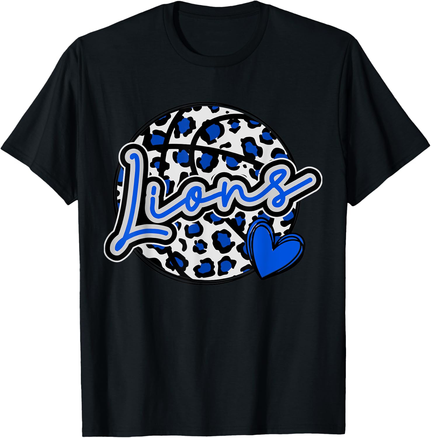 Leopard Cheetah Basketball Lions Blue Spirit Game T-Shirt - T-Shirt | Black