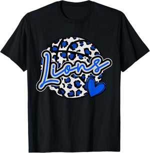 Leopard Cheetah Basketball Lions Blue Spirit Game T-Shirt - T-Shirt | Black