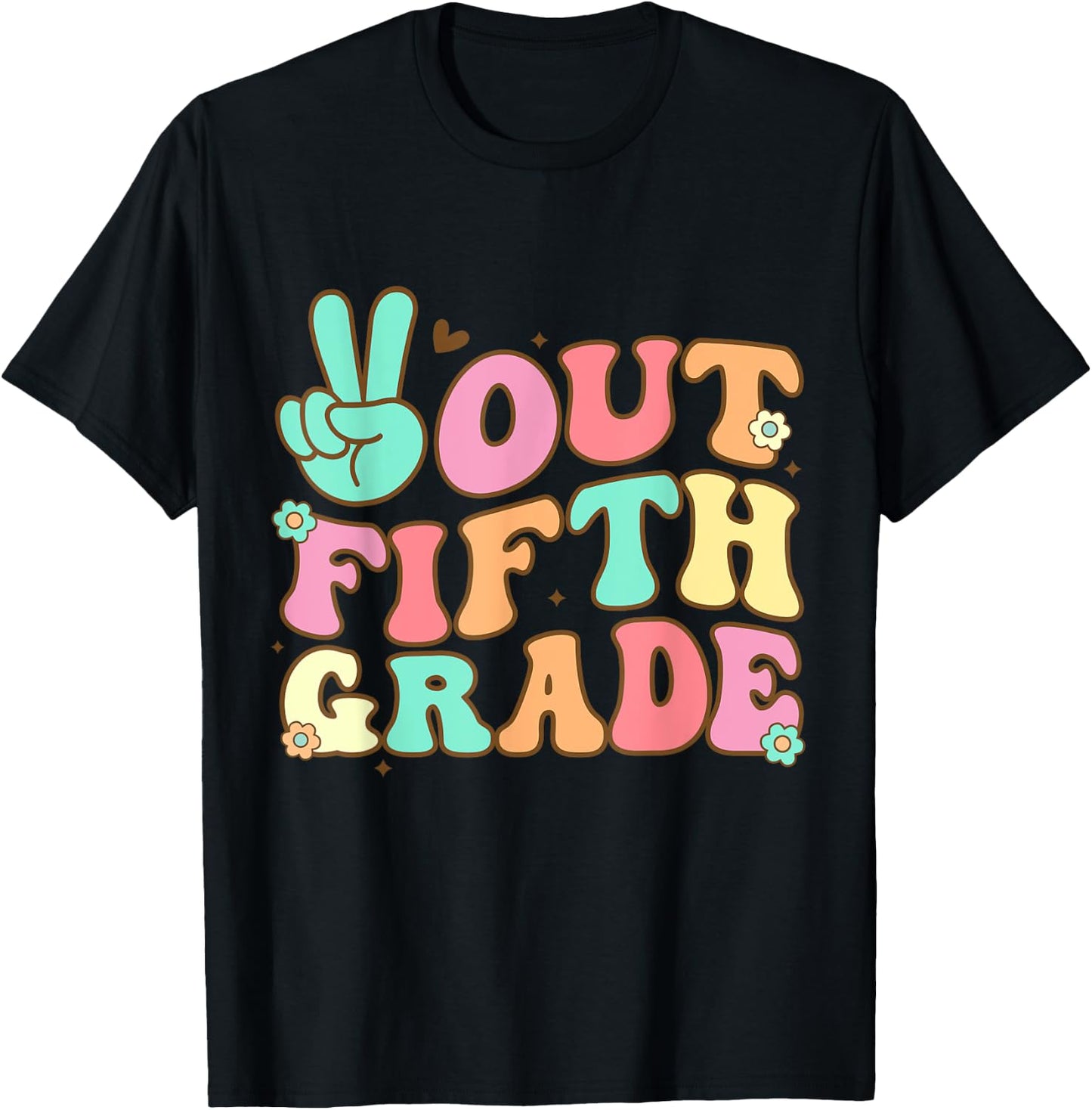 Peace Out Fifth 5th Grade Last Day School Graduation T-Shirt - T-Shirt | Black