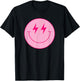 Pink Smile Face Shirt Cute Happy Lightning Smiling Face T-Shirt - T-Shirt | Black
