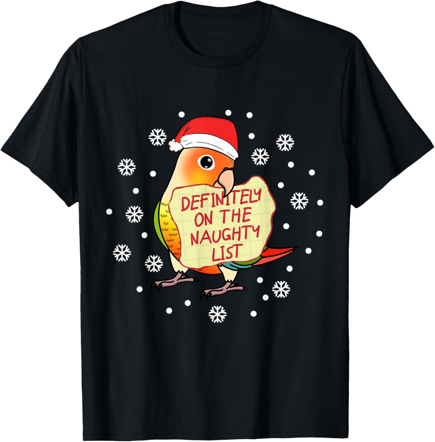 Naughty List Parrot | Green Cheek Pineapple Conure T-Shirt - T-Shirt | Black