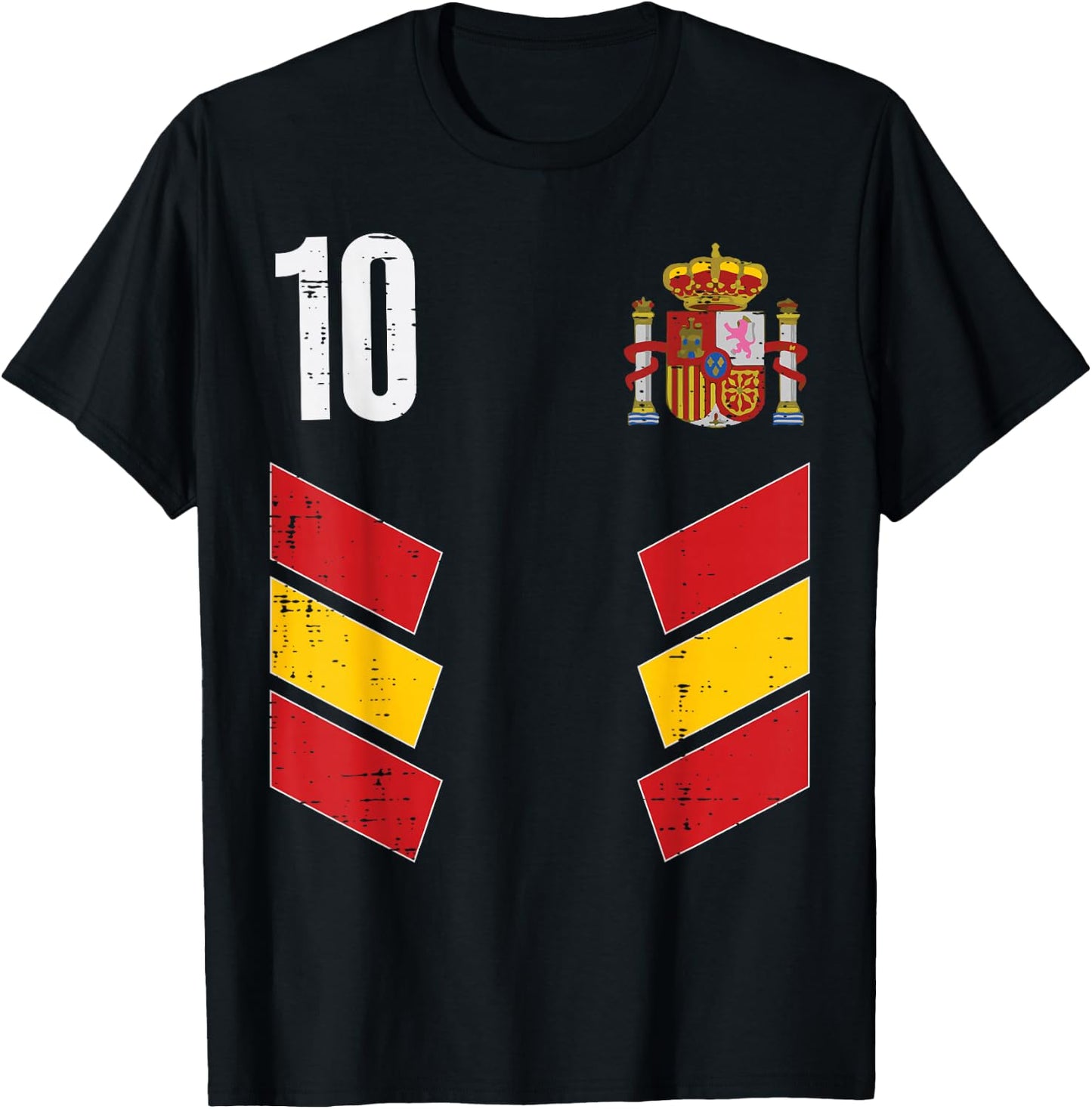 Spain Flag Number 10 Spanish Soccer Men Women Kids Boys Girl T-Shirt - T-Shirt | Black