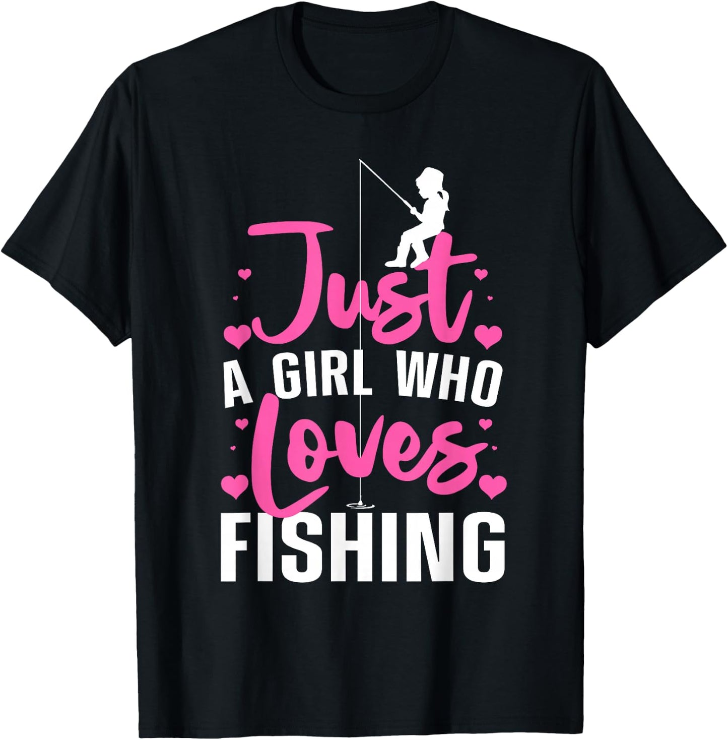 Cute Fishing Girls Kids Fisher Fisherman Bass Fish T-Shirt - T-Shirt | Black