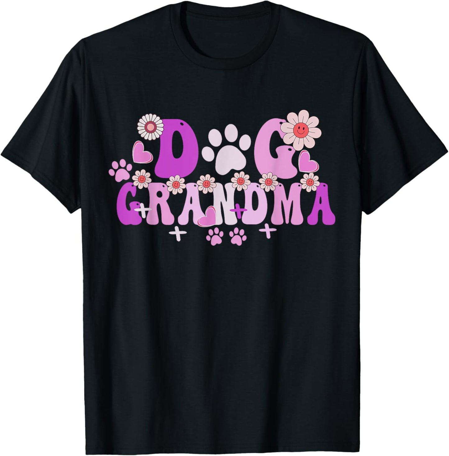 Groovy Dog Grandma Art Owner Mama Grandma Dog Lovers T-Shirt - T-Shirt | Black