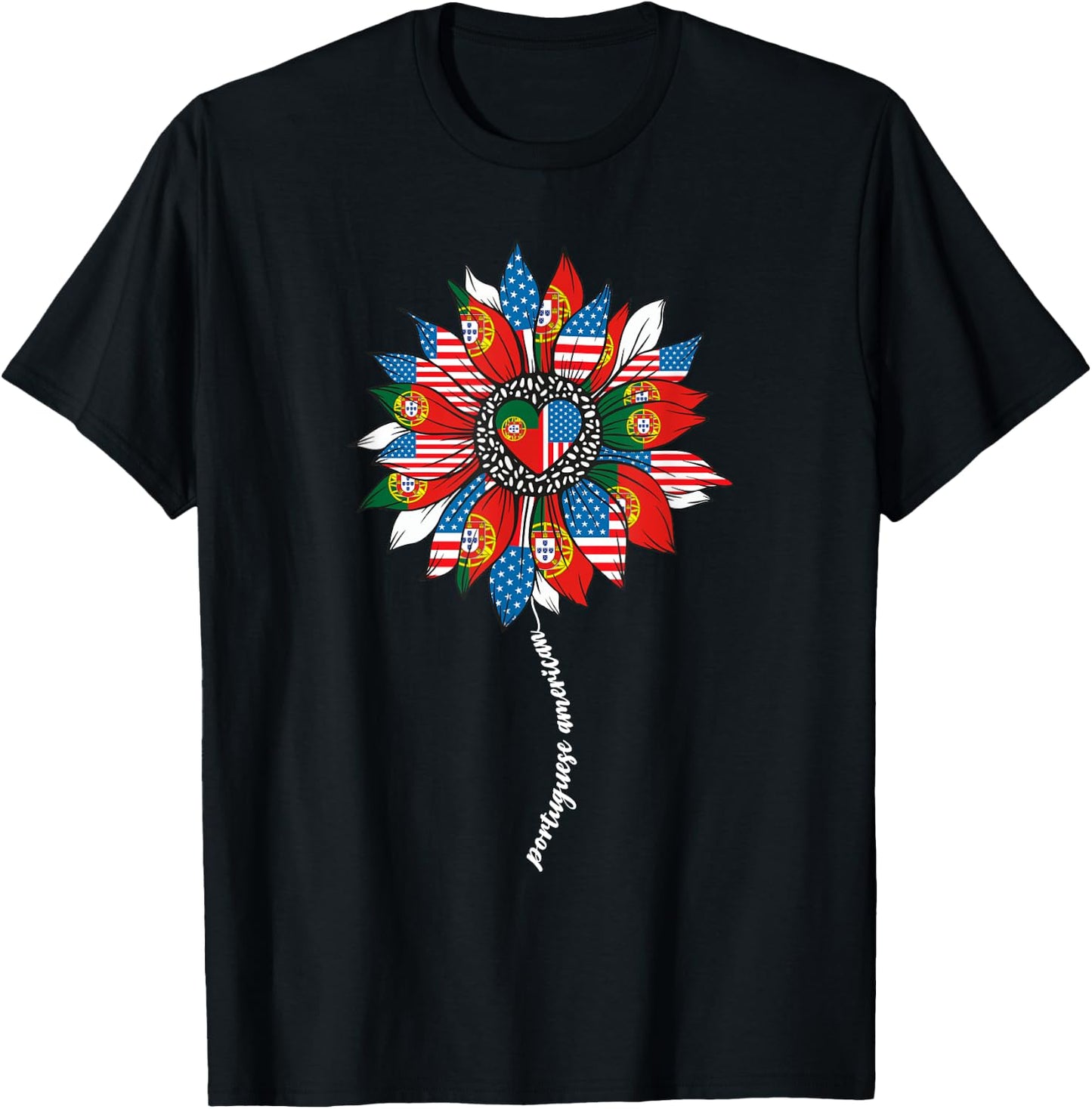 Half Portuguese And American America Portugal Usa Flag Women T-Shirt - T-Shirt | Black