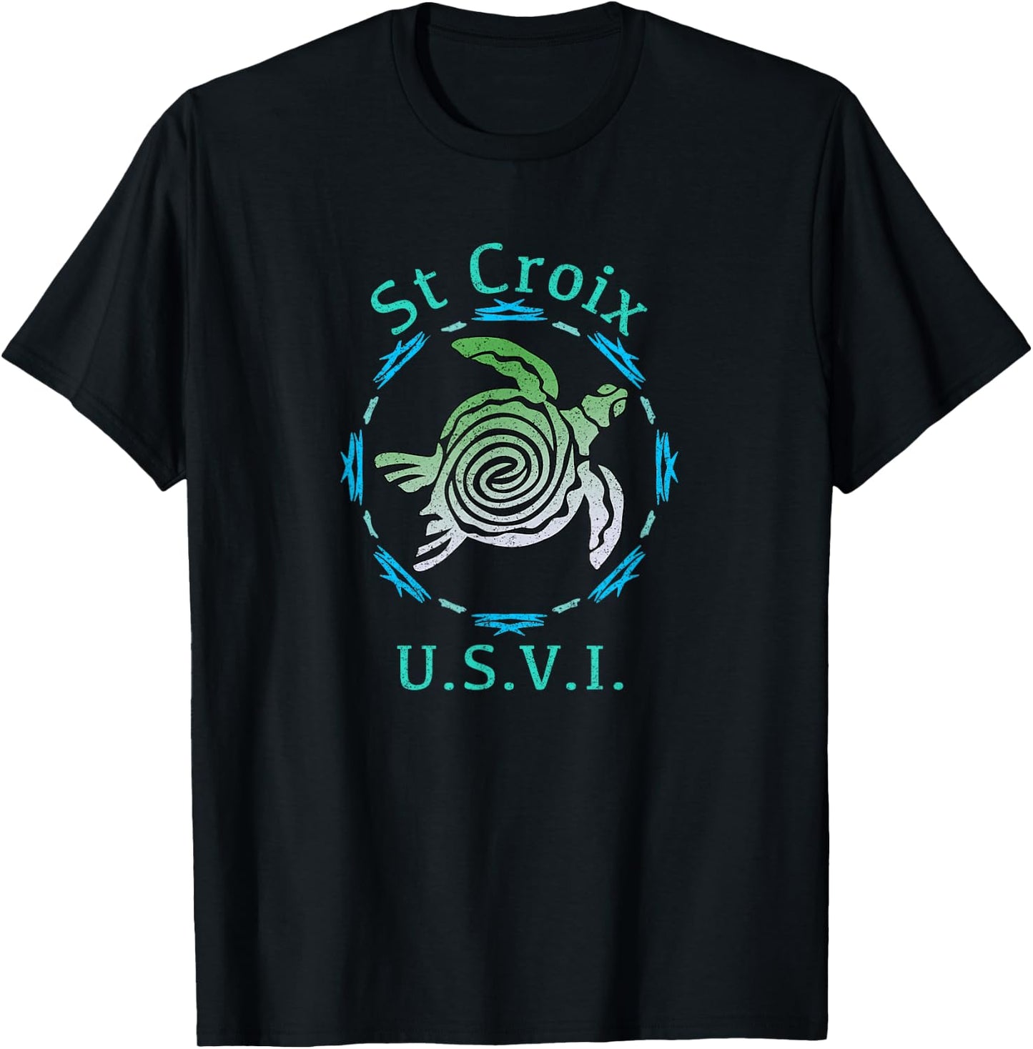 St. Croix USVI Vintage Tribal Turtle T-Shirt - T-Shirt | Black
