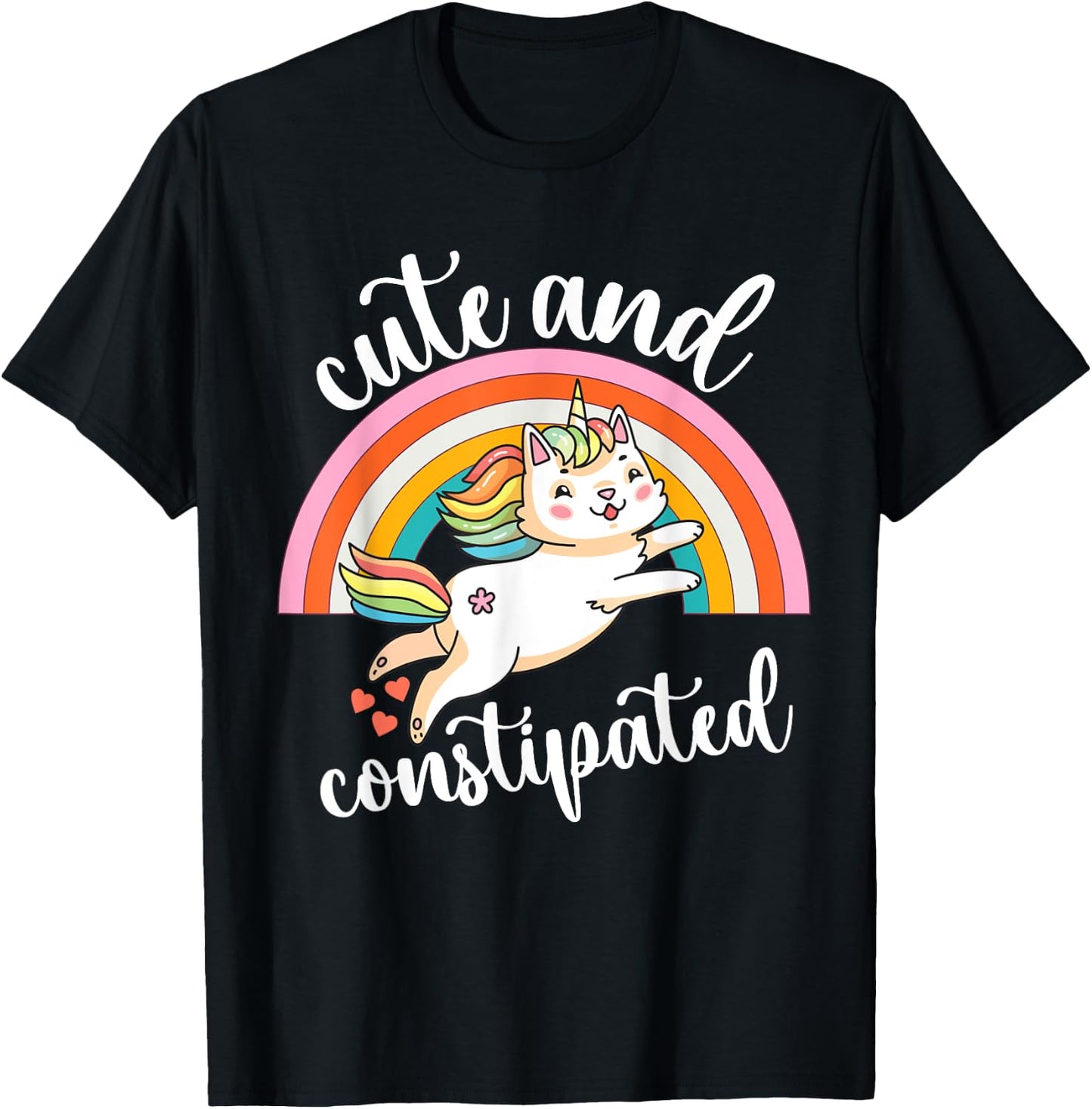 Funny Constipation IBS-C Tummy Cute Constipated Unicorn Cat Women T-Shirt - T-Shirt | Black