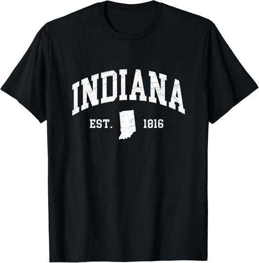 Indiana - Est. 1816 - Distressed / Worn Design - Classic T-Shirt - T-Shirt | Black