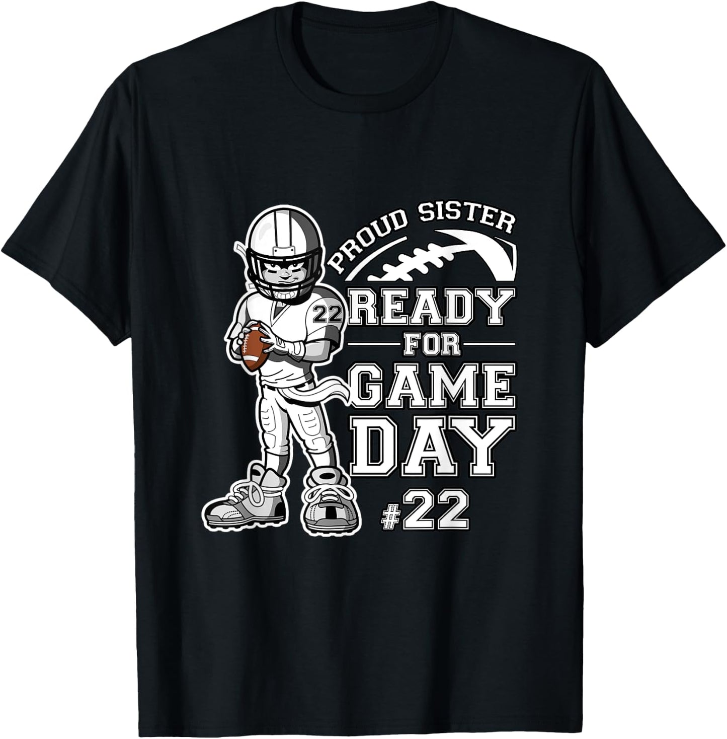 Custom Proud Football Sister Number 22 Personalized Women T-Shirt - T-Shirt | Black
