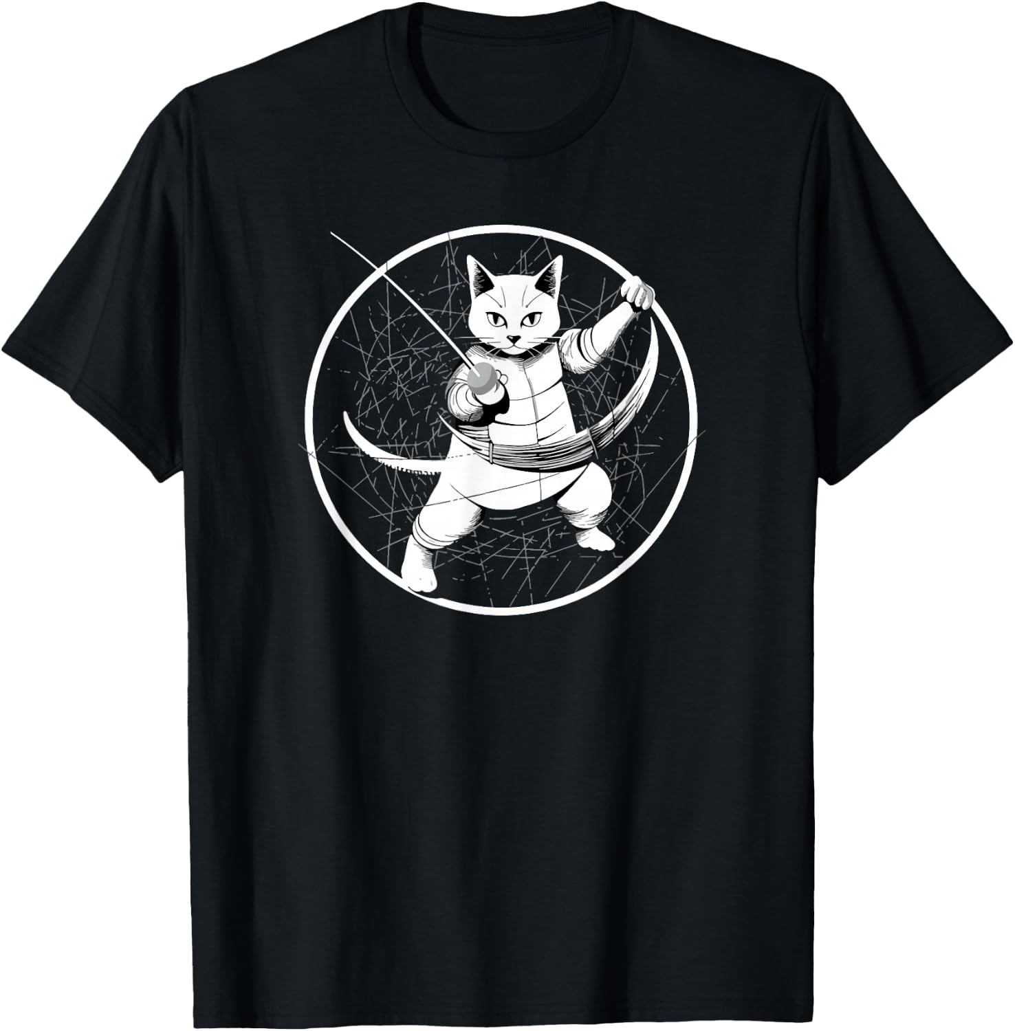Fencing Game gamer fencer sport fencing Cat T-Shirt - T-Shirt | Black