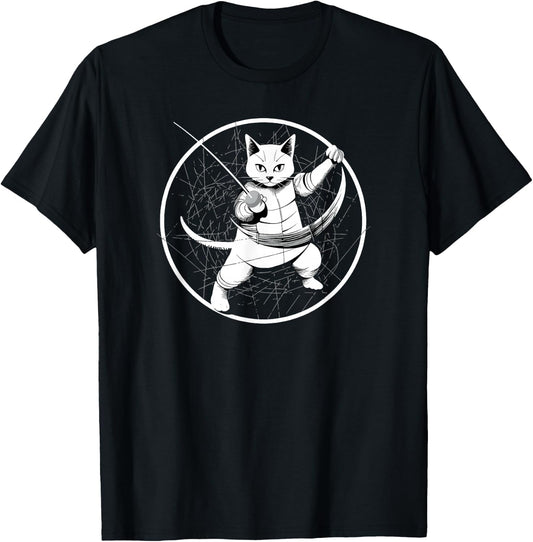 Fencing Game gamer fencer sport fencing Cat T-Shirt - T-Shirt | Black