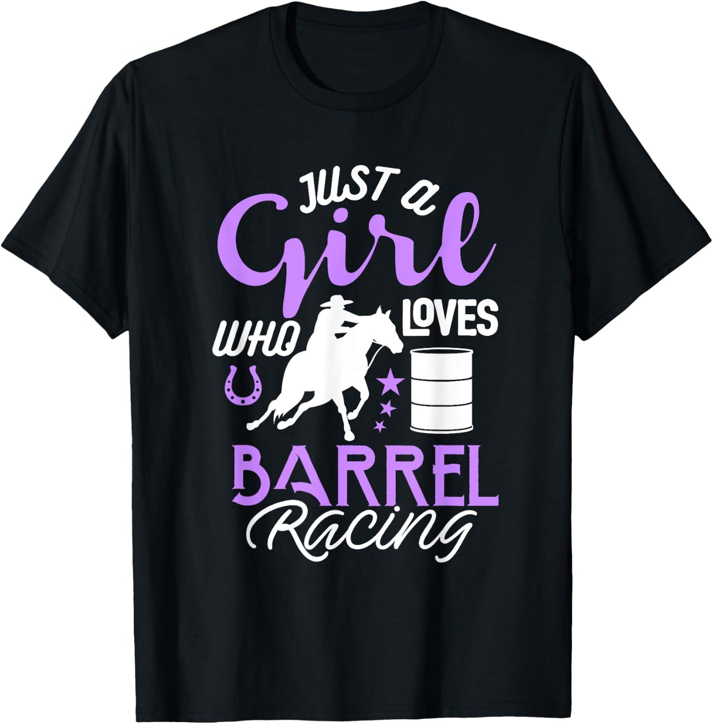 Barrel Racer Girl Shirt Just Girl Loves Barrel Racing Kids T-Shirt - T-Shirt | Black