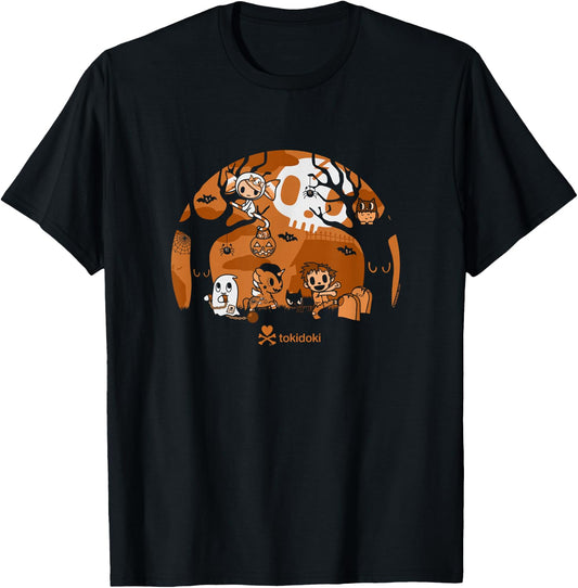 Tokidoki Halloween Ghouls Playing In The Cemetery At Night T-Shirt - T-Shirt | Black