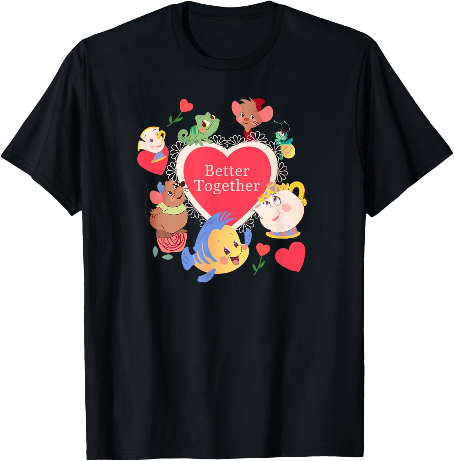 Disney Princess Valentine’s Day Love Heart Better Together T-Shirt - T-Shirt | Black