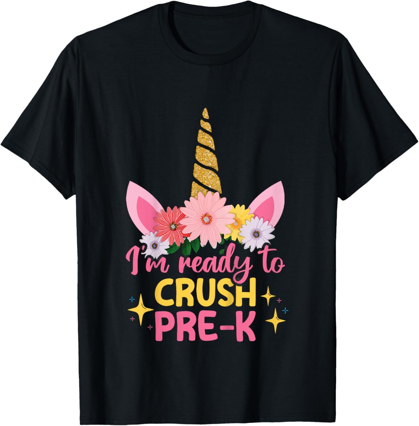 Kids Back To School First Day Of Pre-K Ready To Crush Pre-K Girls T-Shirt - T-Shirt | Black