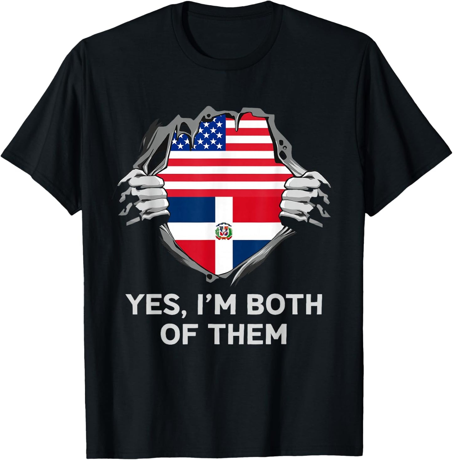 Half American Half Dominican USA Dominican Republic Flag T-Shirt - T-Shirt | Black