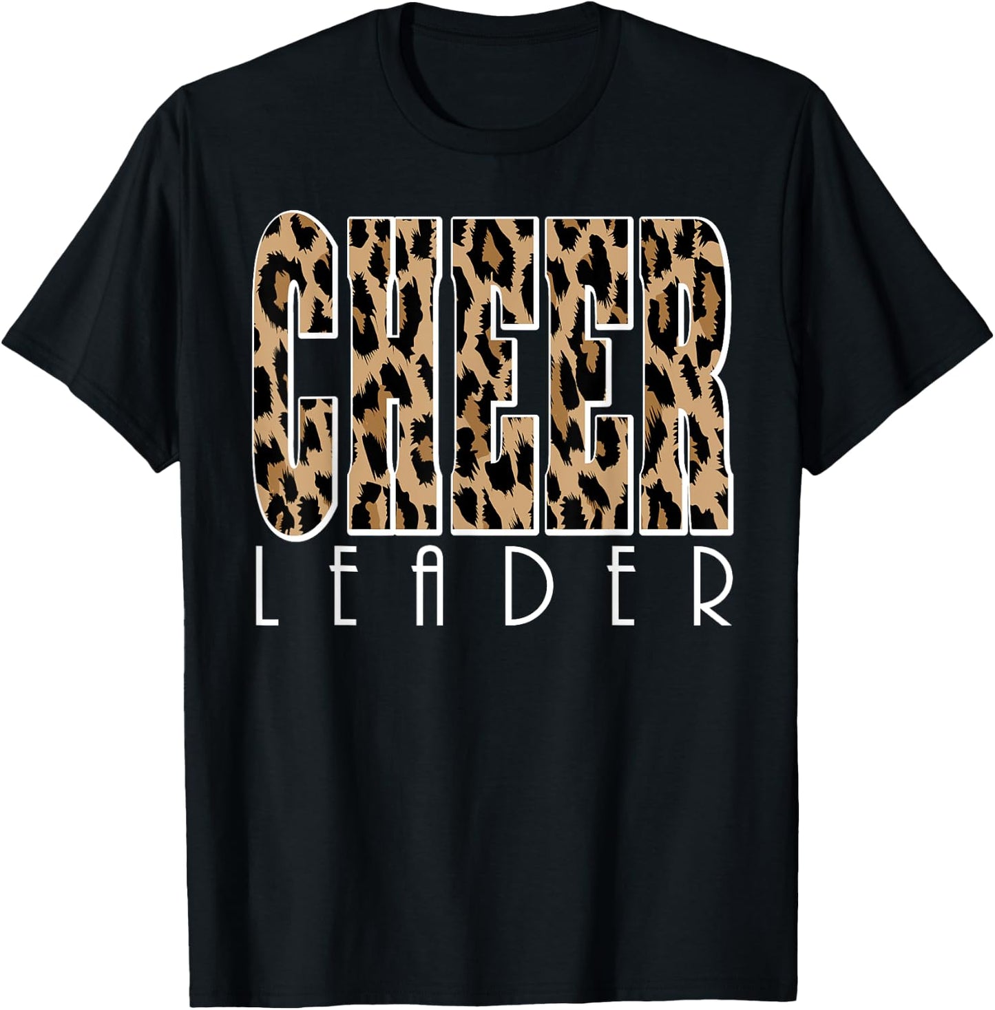 Cheerleader Leopard Shirt Cheerleading Cheerleader Gifts T-Shirt - T-Shirt | Black