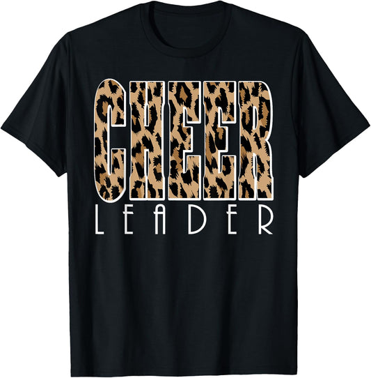 Cheerleader Leopard Shirt Cheerleading Cheerleader Gifts T-Shirt - T-Shirt | Black
