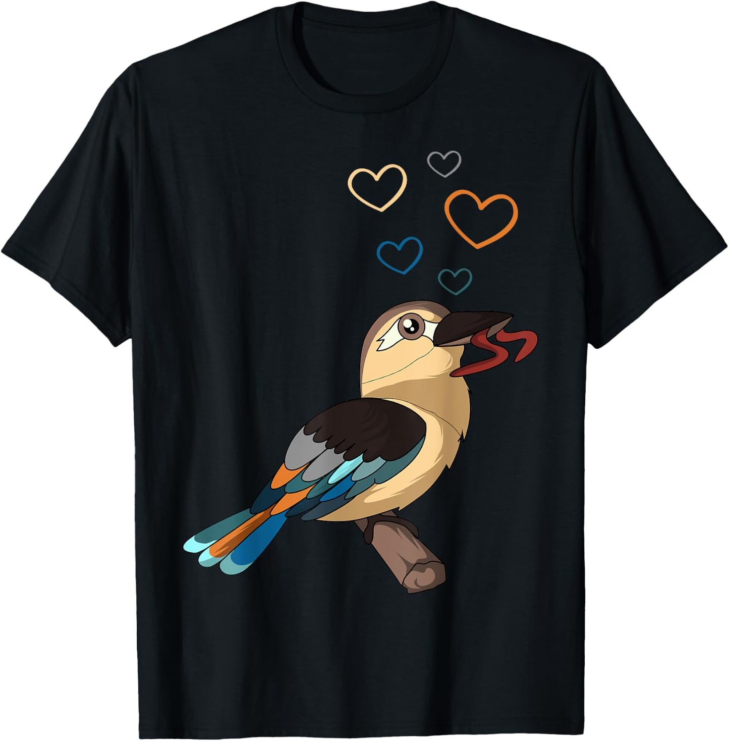 Kookaburra Heart Kingfisher Birdwatcher Ornithologist T-Shirt - T-Shirt | Black
