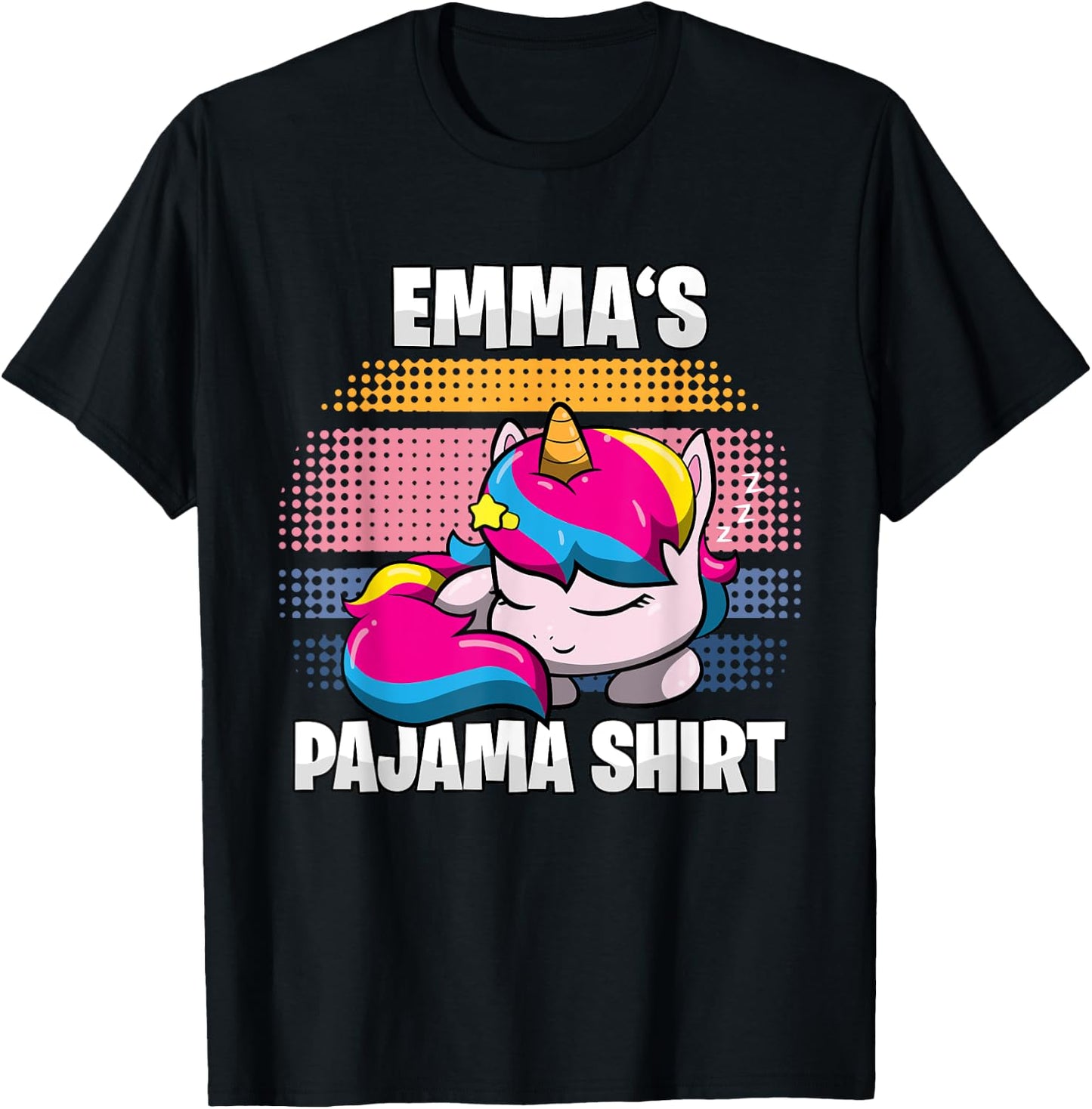 Emma's Pajama Shirt - Personalized Sleeping T-Shirt - T-Shirt | Black