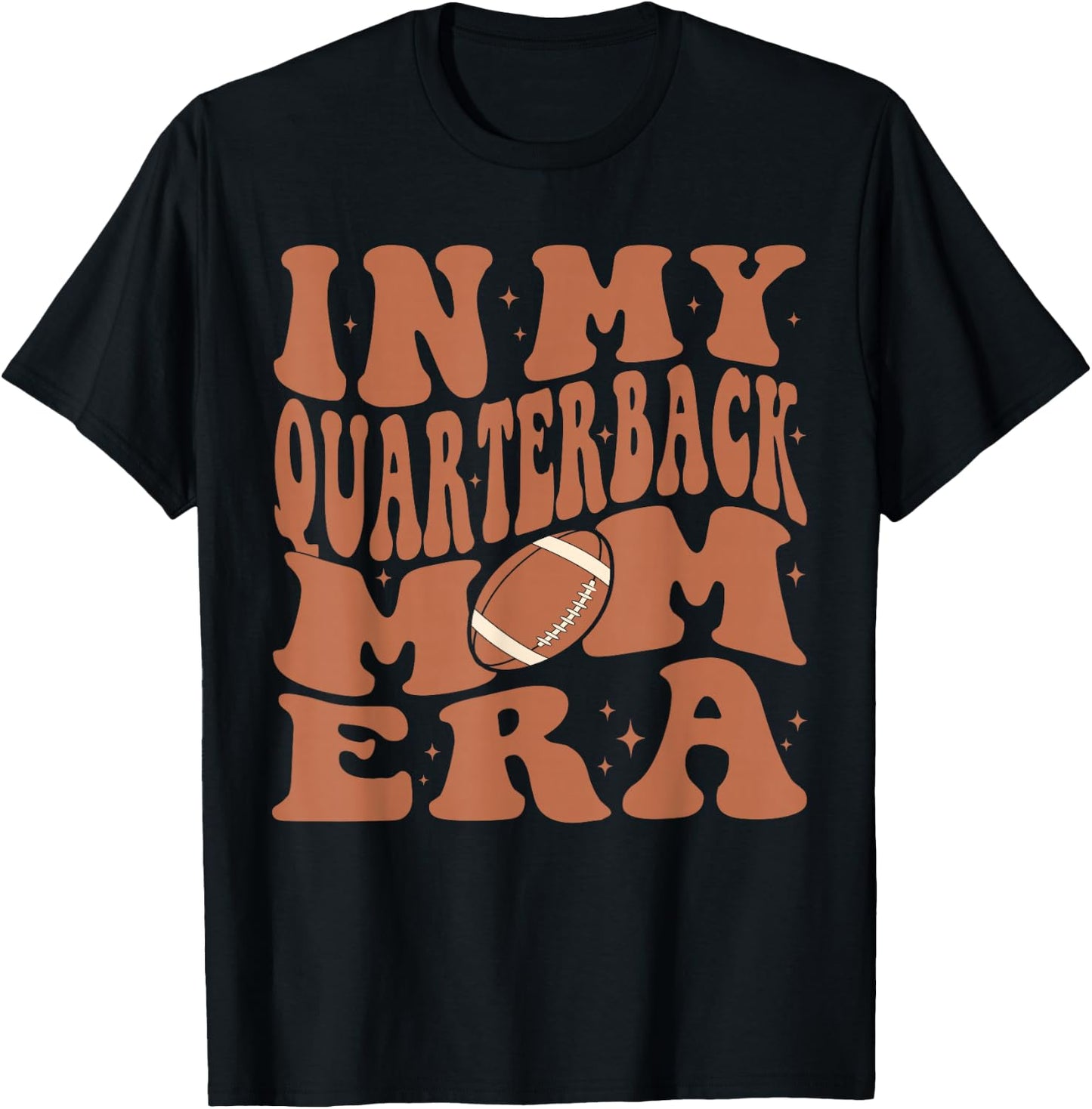 In My Quarterback Mom Football Era Groovy QB Mama Christmas T-Shirt - T-Shirt | Black