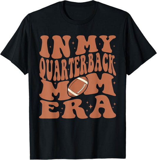 In My Quarterback Mom Football Era Groovy QB Mama Christmas T-Shirt - T-Shirt | Black