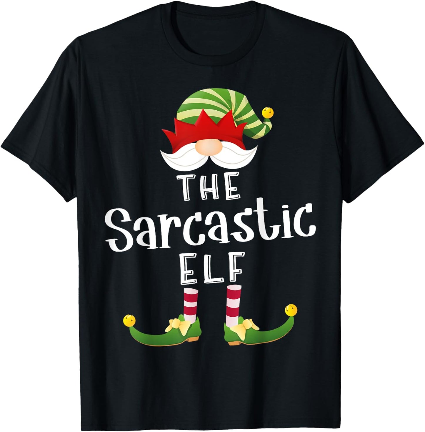 Sarcastic Elf Group Christmas Funny Pajama Party T-Shirt - T-Shirt | Black