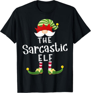 Sarcastic Elf Group Christmas Funny Pajama Party T-Shirt - T-Shirt | Black