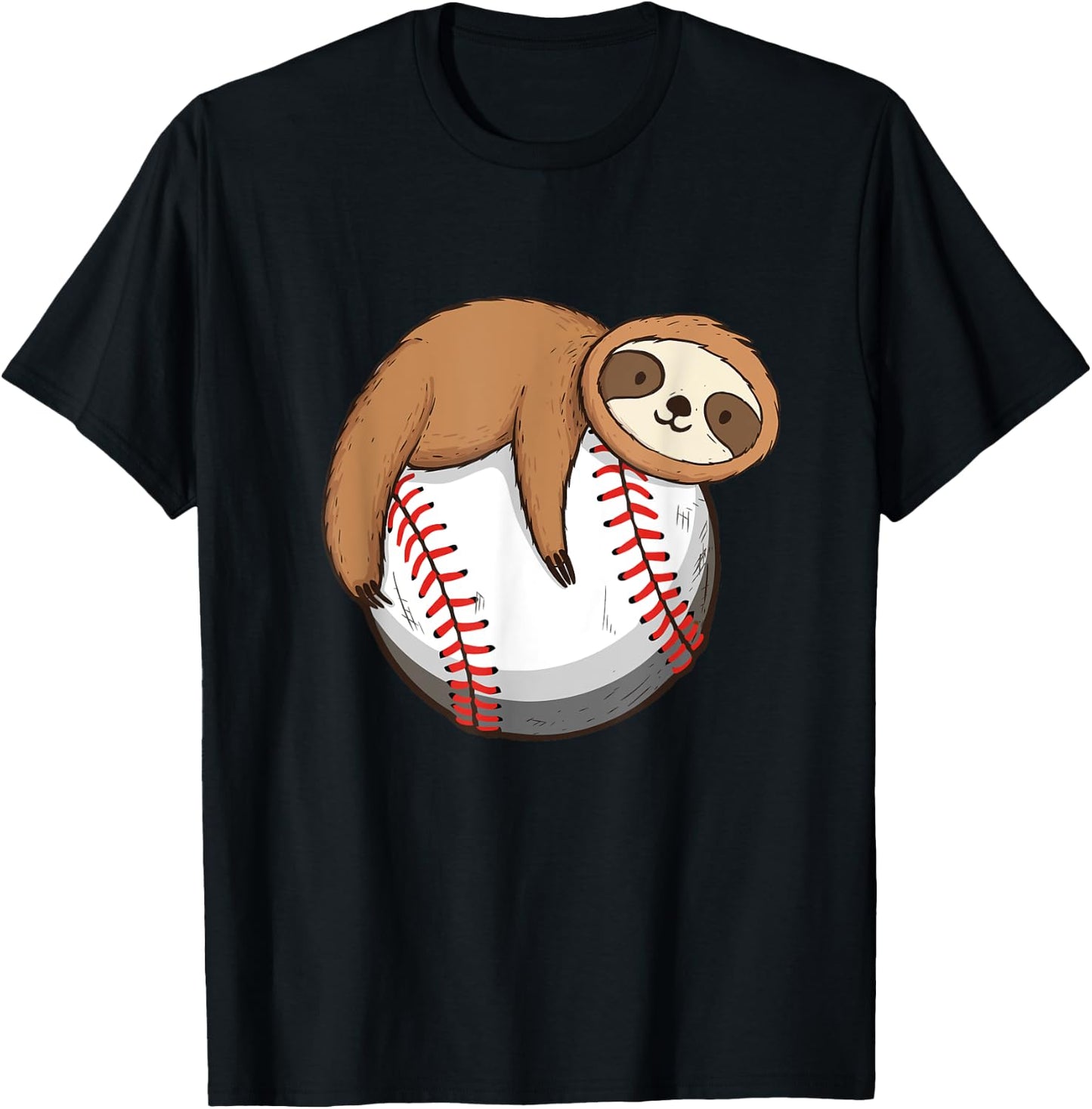 Sloth Baseball Player - Catcher Pitcher Animal Nature Lover T-Shirt - T-Shirt | Black