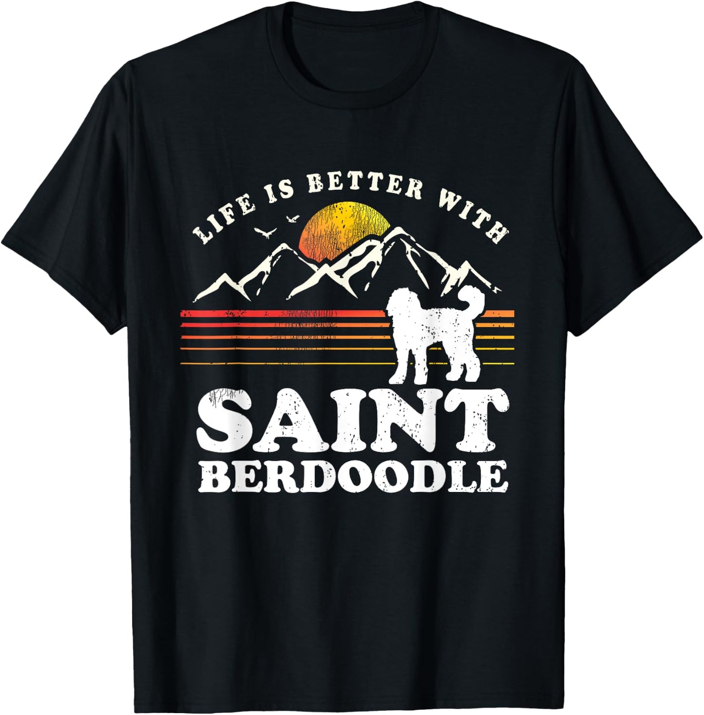 Life Better Saint Berdoodle Vintage Dog Mom Dad T-Shirt - T-Shirt | Black