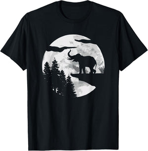 Elephant Africa Safari Pachyderm - Full Moon Elephant T-Shirt - T-Shirt | Black