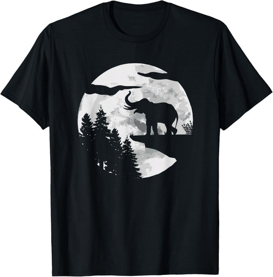 Elephant Africa Safari Pachyderm - Full Moon Elephant T-Shirt - T-Shirt | Black