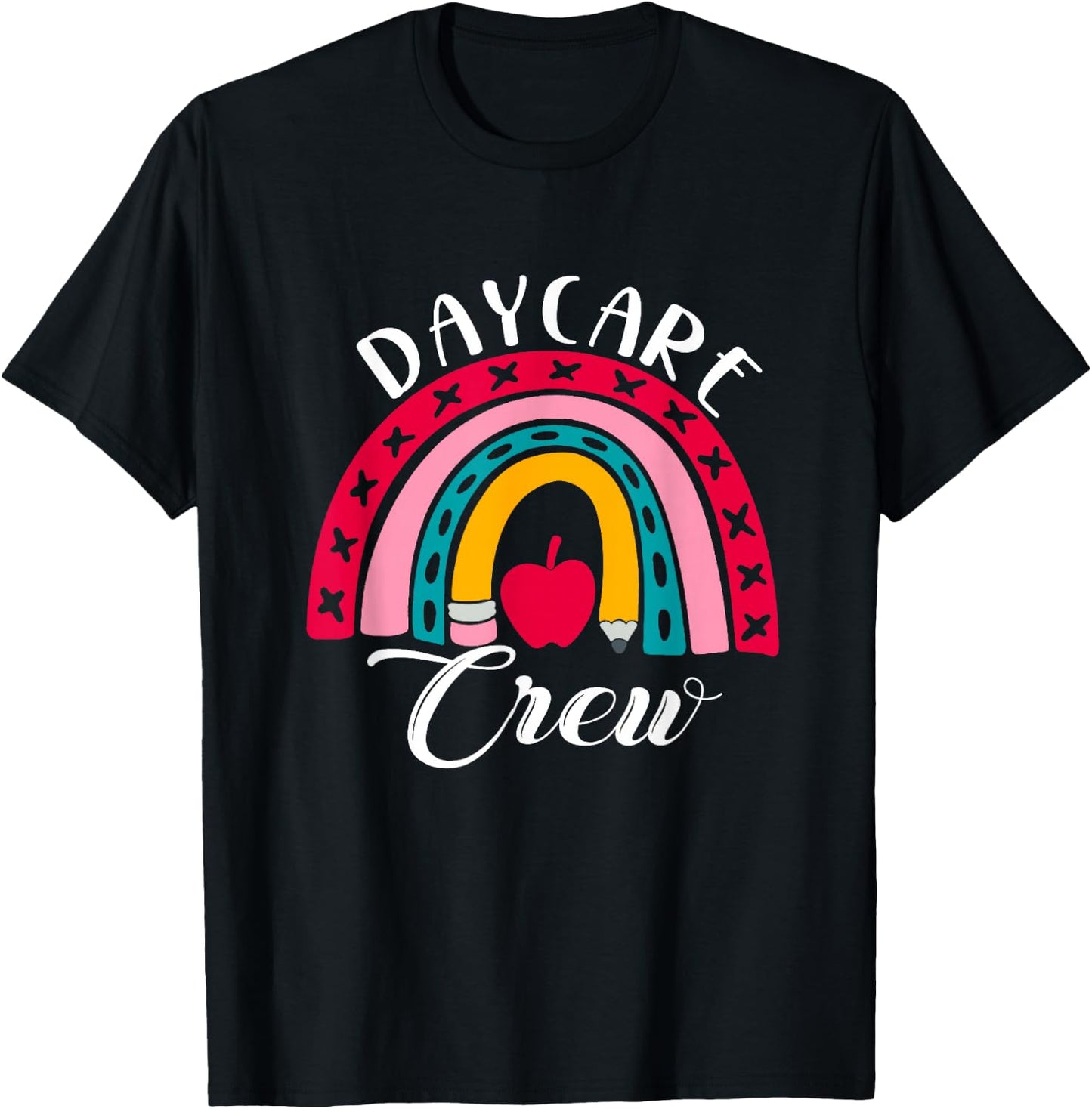 Daycare Crew Child Care Worker Provider Rainbow T-Shirt - T-Shirt | Black