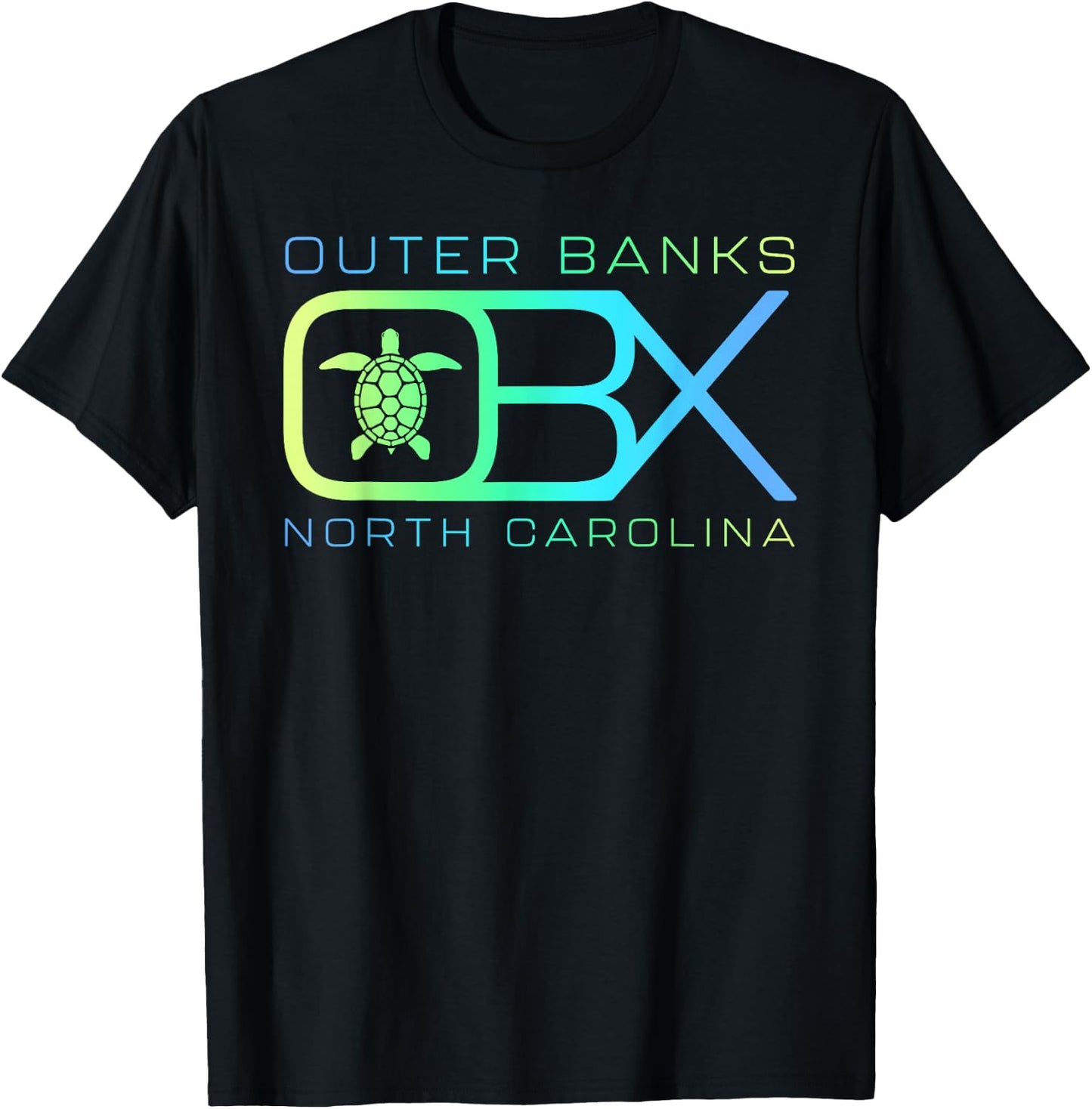 OBX North Carolina | Outer Banks Merch Vacation Sea Turtle T-Shirt - T-Shirt | Black