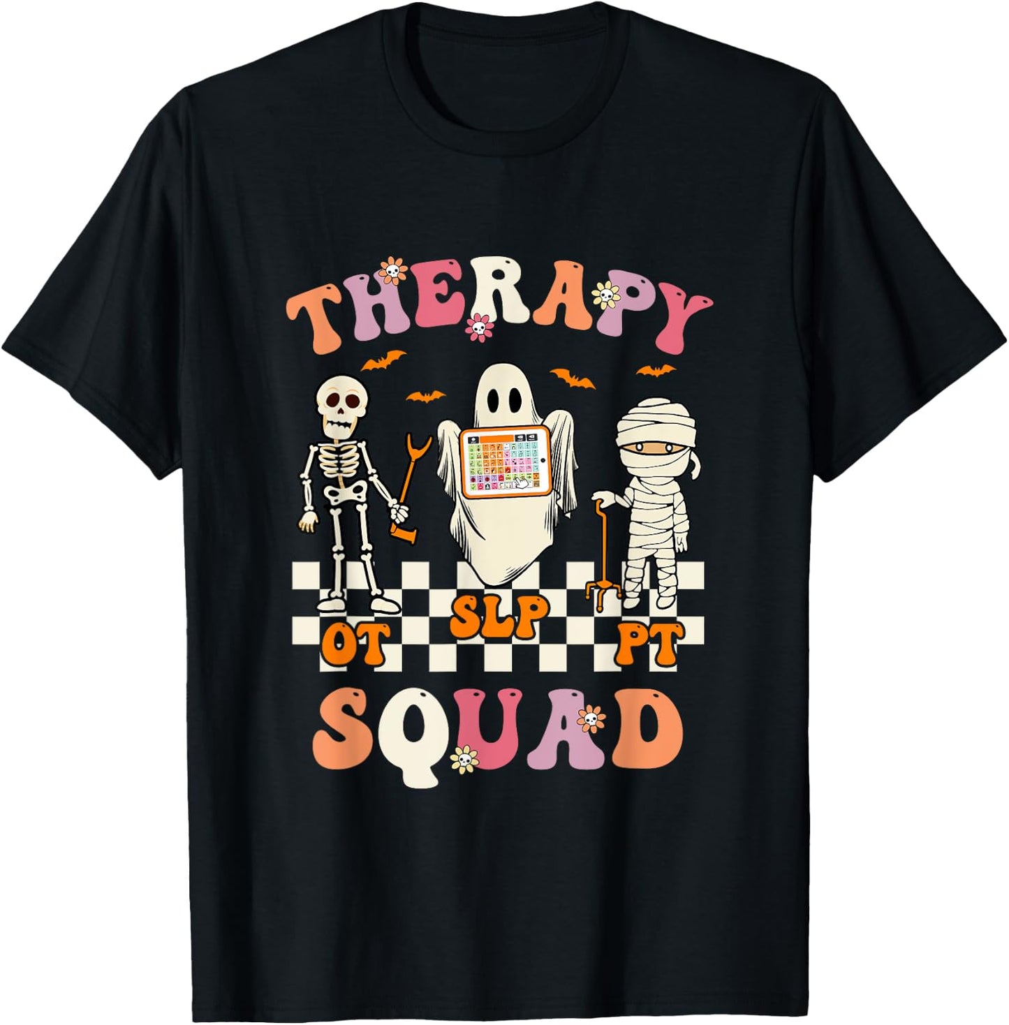 Retro Therapy Squad Slp Ot Pt Team Halloween Speech Physical T-Shirt - T-Shirt | Black