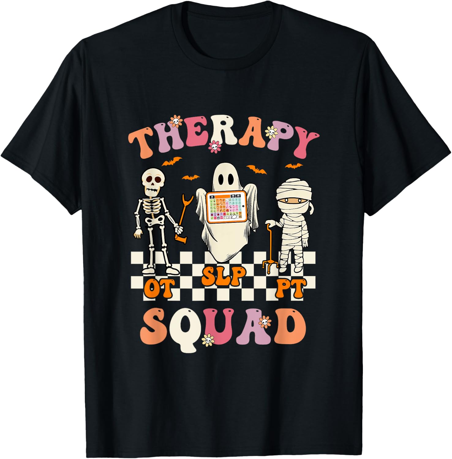 Retro Therapy Squad Slp Ot Pt Team Halloween Speech Physical T-Shirt - T-Shirt | Black