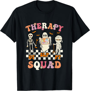 Retro Therapy Squad Slp Ot Pt Team Halloween Speech Physical T-Shirt - T-Shirt | Black