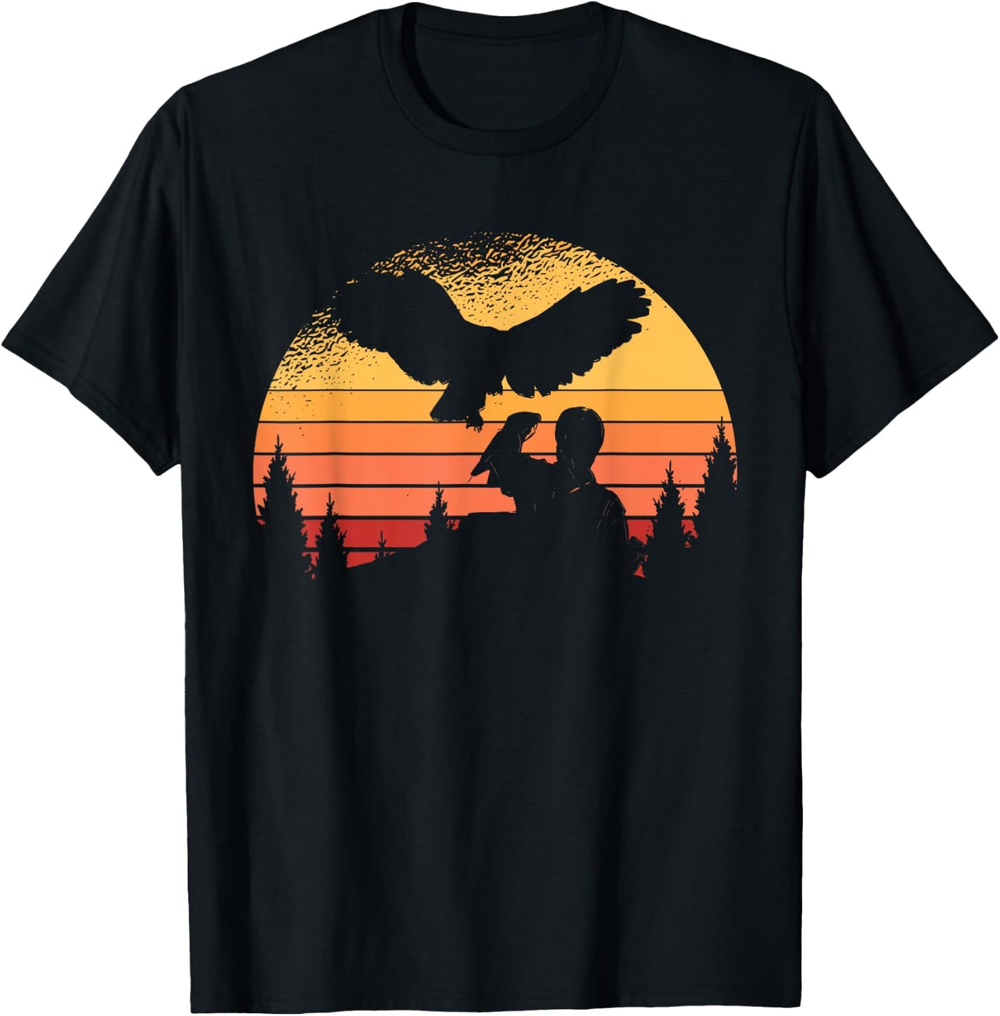 Funny Falconer Peregrine Falcon Flying Vintage Bird Falconry T-Shirt - T-Shirt | Black