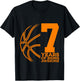 7 Years of Being Awesome Basketball 7th Birthday T-Shirt - T-Shirt | Black