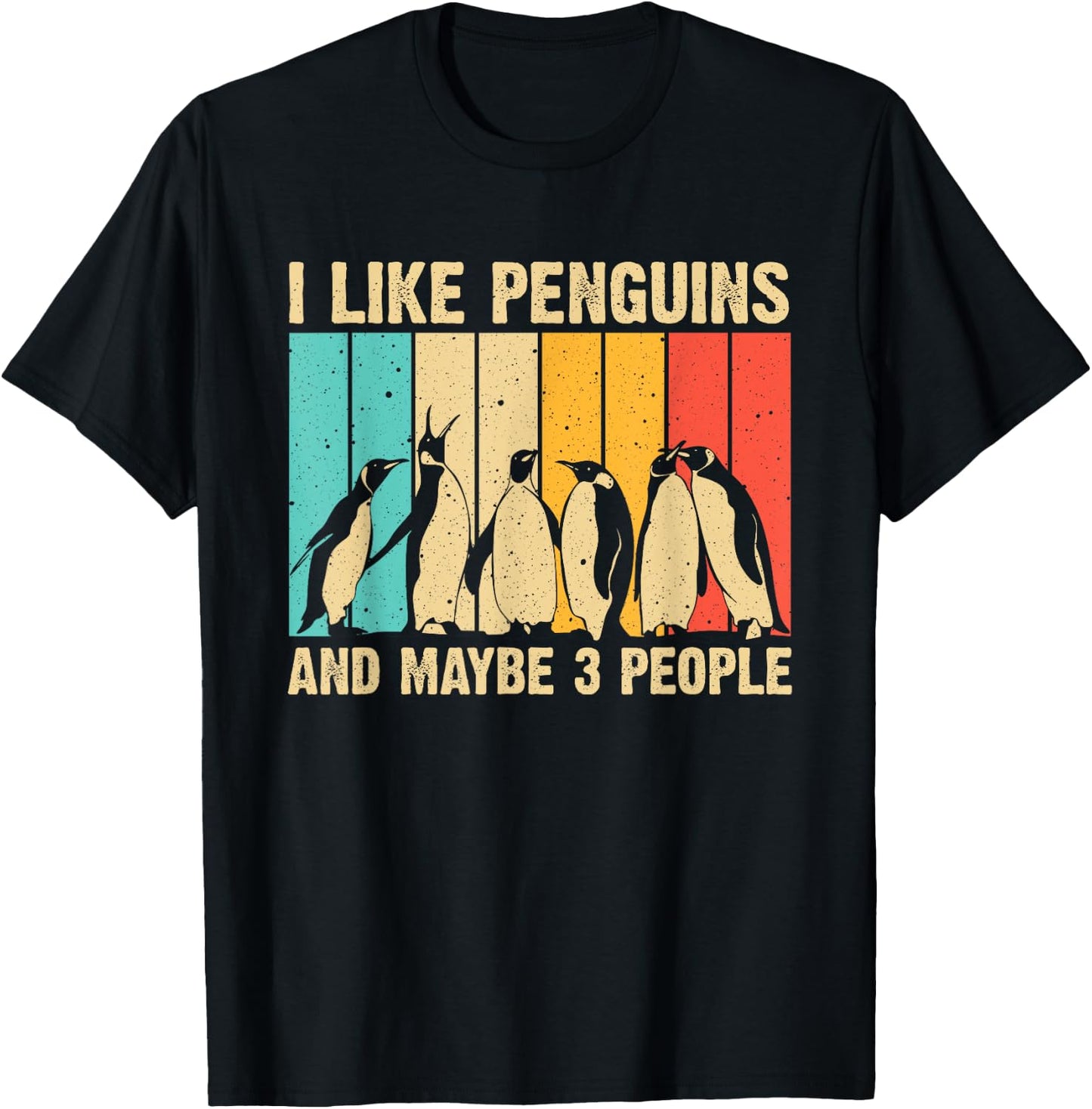 Cute Penguin Design Women Kids Retro Penguin Lover T-Shirt - T-Shirt | Black