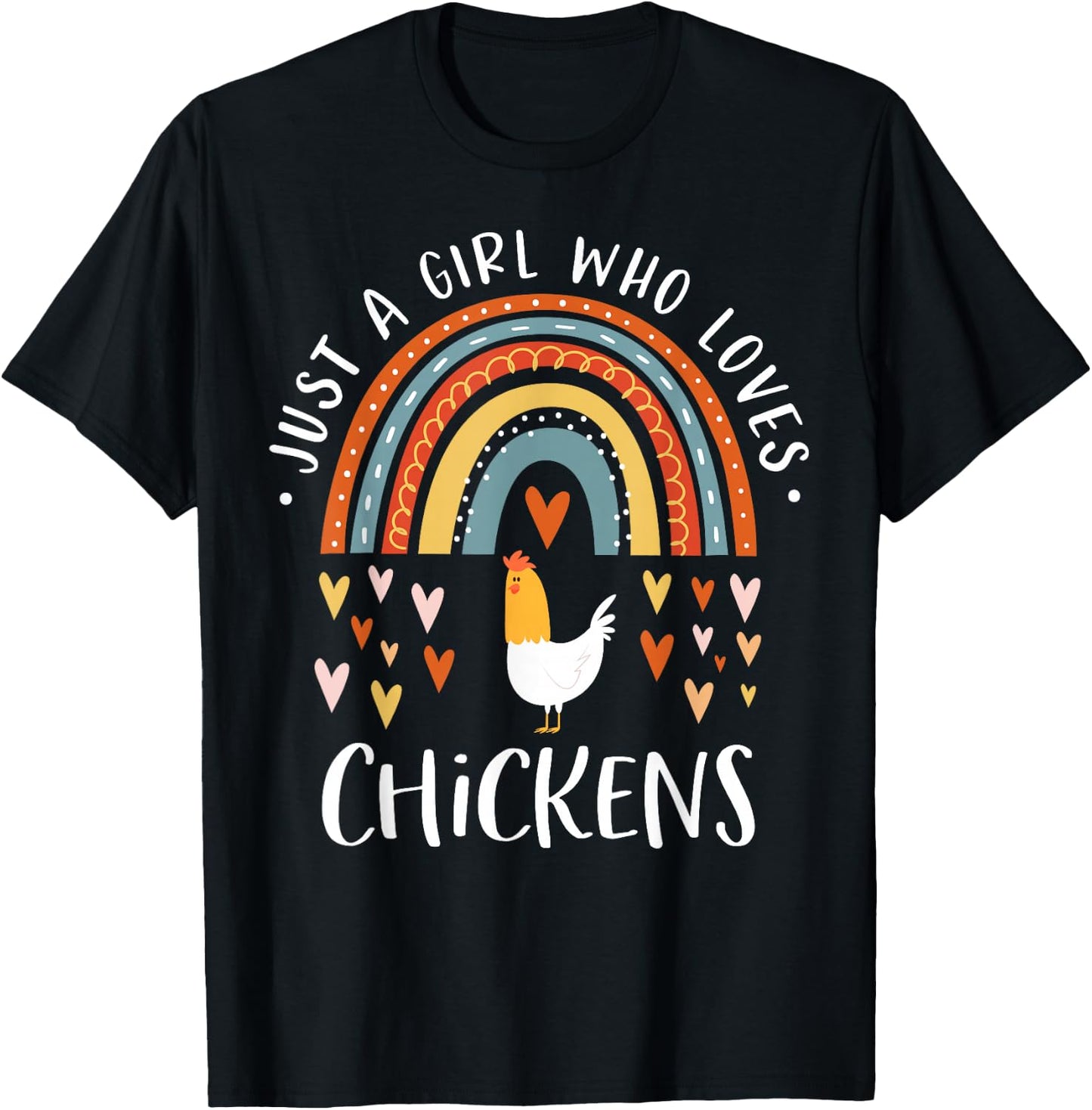 Just A Girl Who Loves Chickens Rainbow Gifts Poultry Lover T-Shirt - T-Shirt | Black